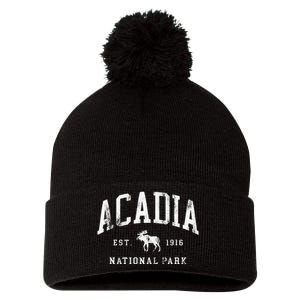 Retro Acadia National Park Maine Est 1916 Pom Pom 12in Knit Beanie