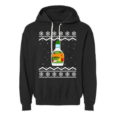Ranch Bottle Funny Ugly Christmas Garment-Dyed Fleece Hoodie