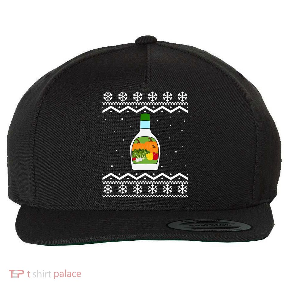 Ranch Bottle Funny Ugly Christmas Wool Snapback Cap