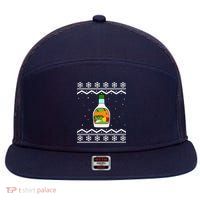 Ranch Bottle Funny Ugly Christmas 7 Panel Mesh Trucker Snapback Hat