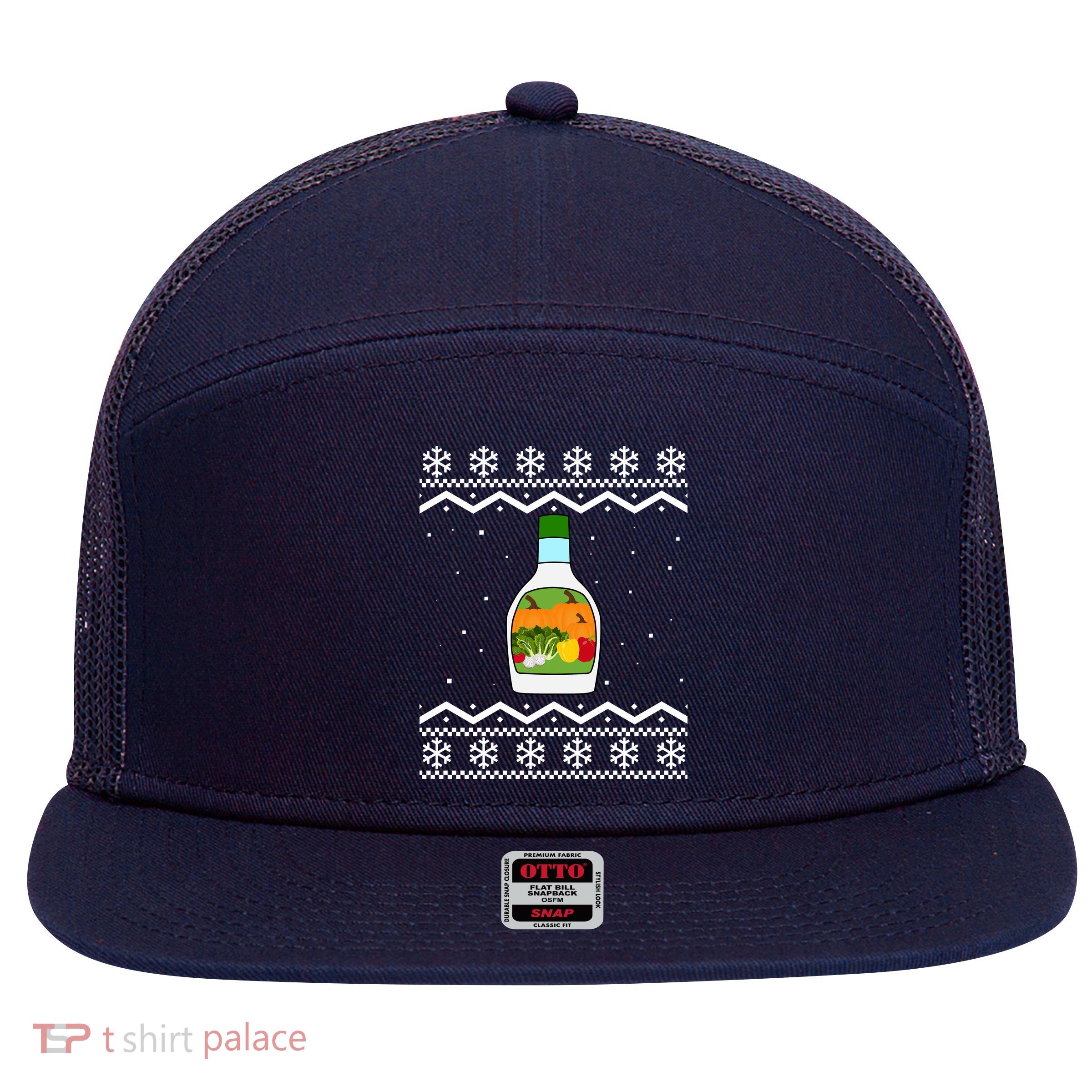 Ranch Bottle Funny Ugly Christmas 7 Panel Mesh Trucker Snapback Hat