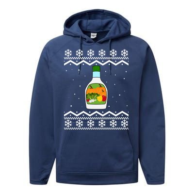 Ranch Bottle Funny Ugly Christmas Performance Fleece Hoodie