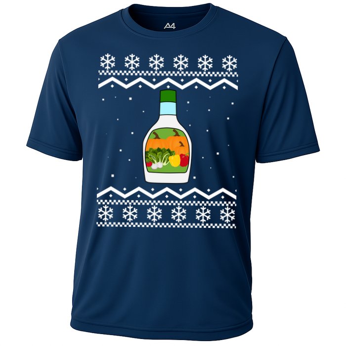 Ranch Bottle Funny Ugly Christmas Cooling Performance Crew T-Shirt