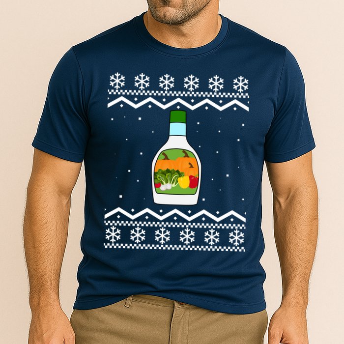Ranch Bottle Funny Ugly Christmas Cooling Performance Crew T-Shirt