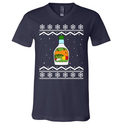 Ranch Bottle Funny Ugly Christmas V-Neck T-Shirt