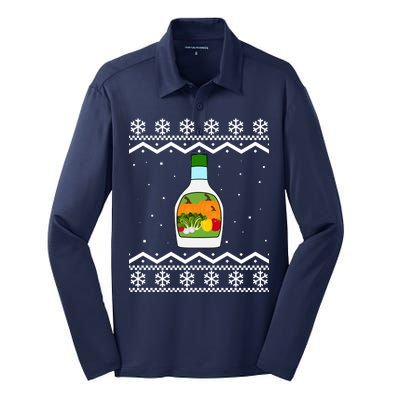 Ranch Bottle Funny Ugly Christmas Silk Touch Performance Long Sleeve Polo