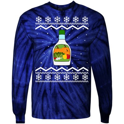 Ranch Bottle Funny Ugly Christmas Tie-Dye Long Sleeve Shirt