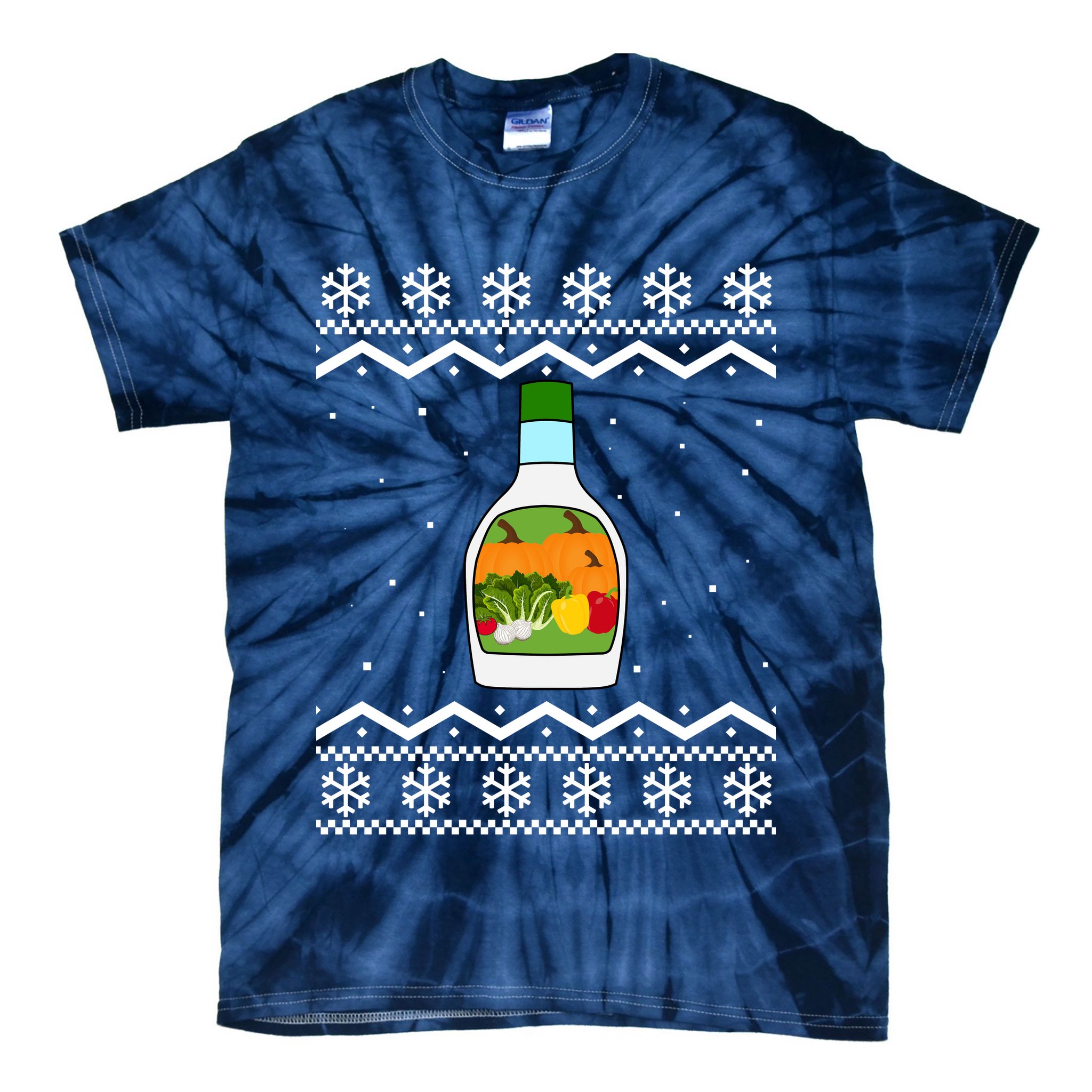 Ranch Bottle Funny Ugly Christmas Tie-Dye T-Shirt