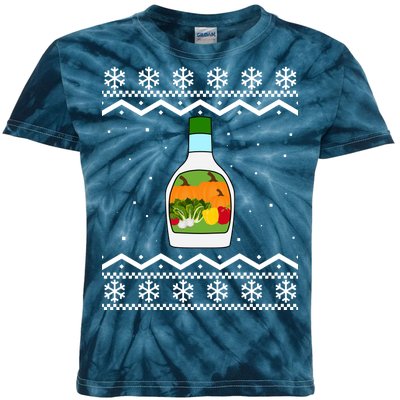 Ranch Bottle Funny Ugly Christmas Kids Tie-Dye T-Shirt