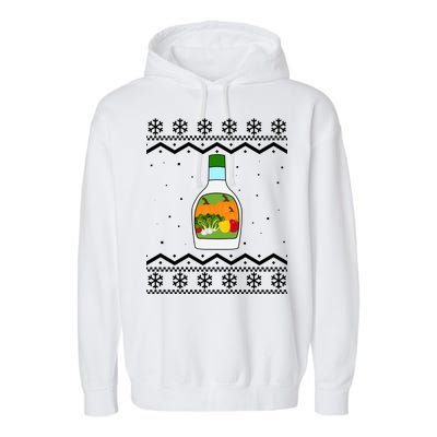 Ranch Bottle Funny Ugly Christmas Garment-Dyed Fleece Hoodie