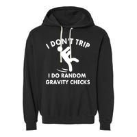 Random Gravity Checks Funny Garment-Dyed Fleece Hoodie