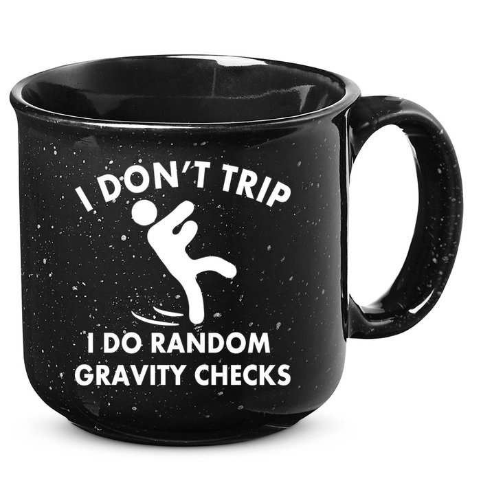 Random Gravity Checks Funny 15oz Campfire Ceramic Mug