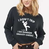 Random Gravity Checks Funny Cropped Pullover Crew