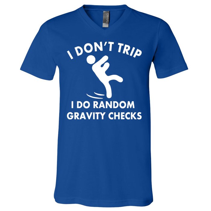 Random Gravity Checks Funny V-Neck T-Shirt