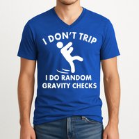 Random Gravity Checks Funny V-Neck T-Shirt