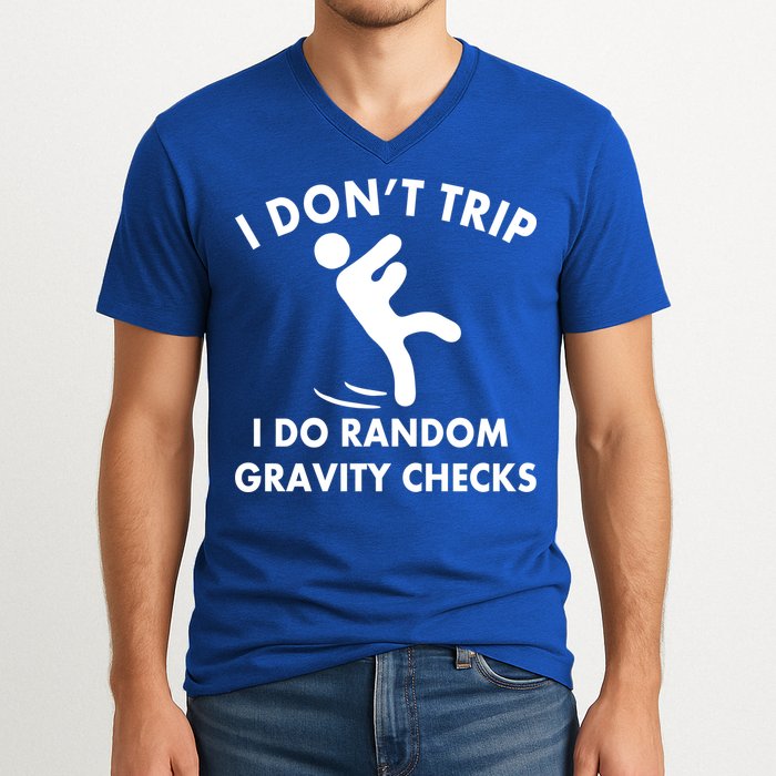 Random Gravity Checks Funny V-Neck T-Shirt