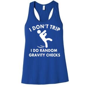 Random Gravity Checks Funny Women's Racerback Tank