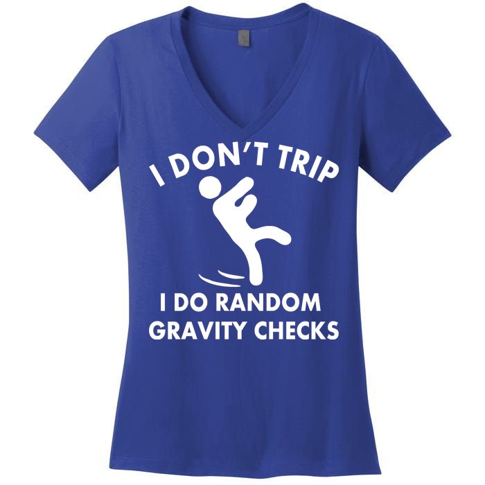 Random Gravity Checks Funny Women's V-Neck T-Shirt