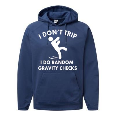 Random Gravity Checks Funny Performance Fleece Hoodie