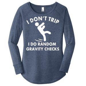 Random Gravity Checks Funny Women's Perfect Tri Tunic Long Sleeve Shirt