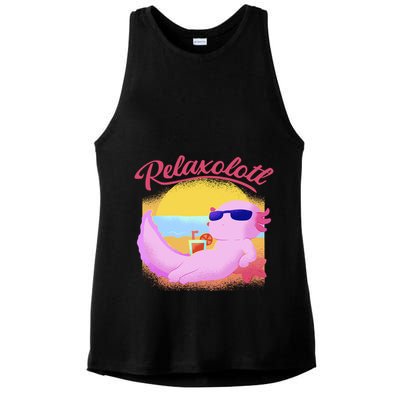 Relaxolotl Axolotl On Vacation Summer Beach Fun In The Sun Ladies PosiCharge Tri-Blend Wicking Tank