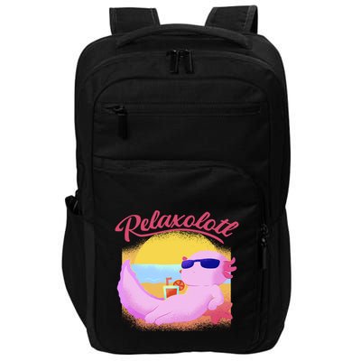 Relaxolotl Axolotl On Vacation Summer Beach Fun In The Sun Impact Tech Backpack