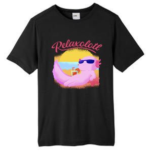 Relaxolotl Axolotl On Vacation Summer Beach Fun In The Sun Tall Fusion ChromaSoft Performance T-Shirt