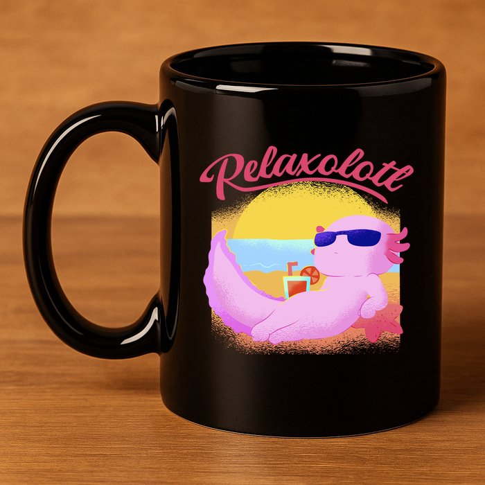 Relaxolotl Axolotl On Vacation Summer Beach Fun In The Sun 11oz C Handle Ceramic Mug