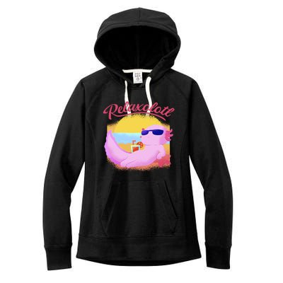 Relaxolotl Axolotl On Vacation Summer Beach Fun In The Sun Women's Fleece Hoodie