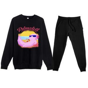 Relaxolotl Axolotl On Vacation Summer Beach Fun In The Sun Premium Crewneck Sweatsuit Set