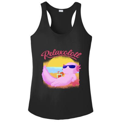 Relaxolotl Axolotl On Vacation Summer Beach Fun In The Sun Ladies PosiCharge Competitor Racerback Tank