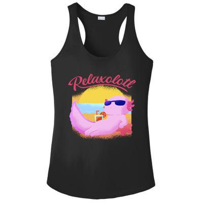 Relaxolotl Axolotl On Vacation Summer Beach Fun In The Sun Ladies PosiCharge Competitor Racerback Tank