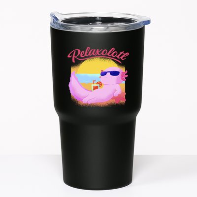 Relaxolotl Axolotl On Vacation Summer Beach Fun In The Sun Tumbler