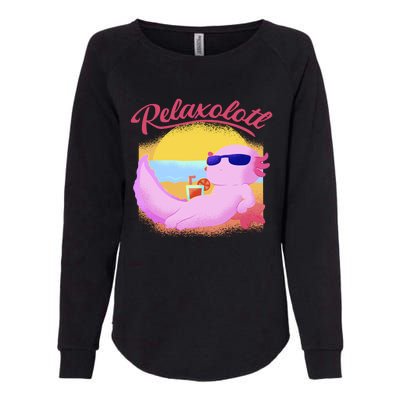 Relaxolotl Axolotl On Vacation Summer Beach Fun In The Sun Womens California Wash Sweatshirt