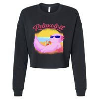 Relaxolotl Axolotl On Vacation Summer Beach Fun In The Sun Cropped Pullover Crew
