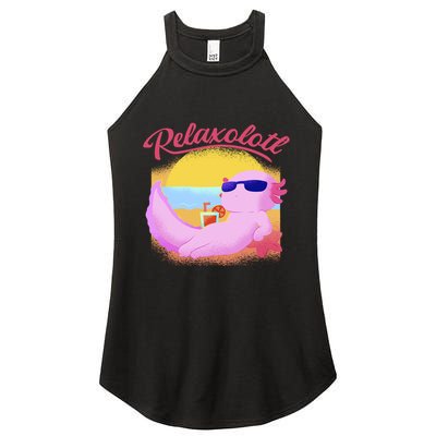 Relaxolotl Axolotl On Vacation Summer Beach Fun In The Sun Women's Perfect Tri Rocker Tank