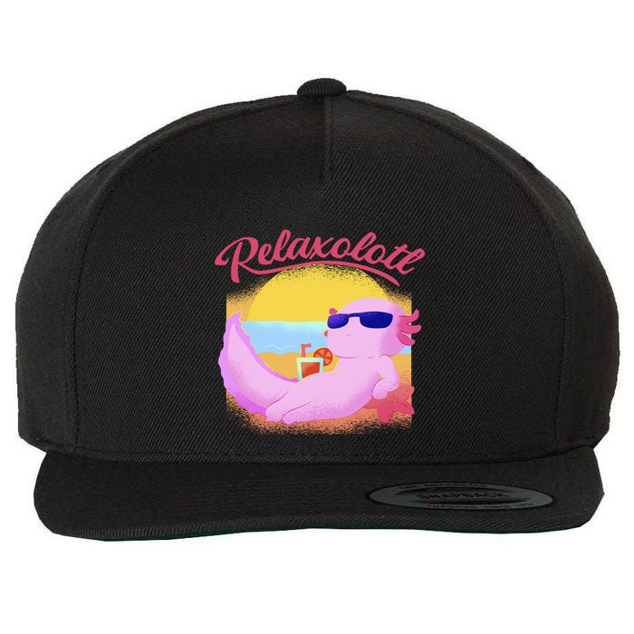 Relaxolotl Axolotl On Vacation Summer Beach Fun In The Sun Wool Snapback Cap