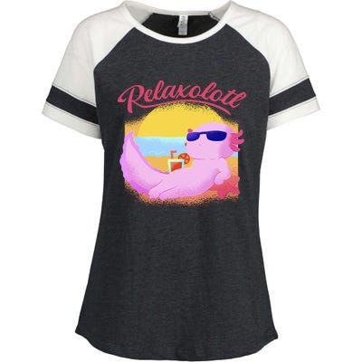 Relaxolotl Axolotl On Vacation Summer Beach Fun In The Sun Enza Ladies Jersey Colorblock Tee