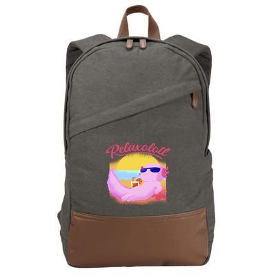 Relaxolotl Axolotl On Vacation Summer Beach Fun In The Sun Cotton Canvas Backpack