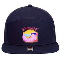 Relaxolotl Axolotl On Vacation Summer Beach Fun In The Sun 7 Panel Mesh Trucker Snapback Hat