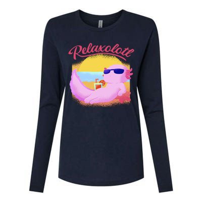 Relaxolotl Axolotl On Vacation Summer Beach Fun In The Sun Womens Cotton Relaxed Long Sleeve T-Shirt