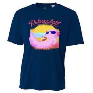 Relaxolotl Axolotl On Vacation Summer Beach Fun In The Sun Cooling Performance Crew T-Shirt