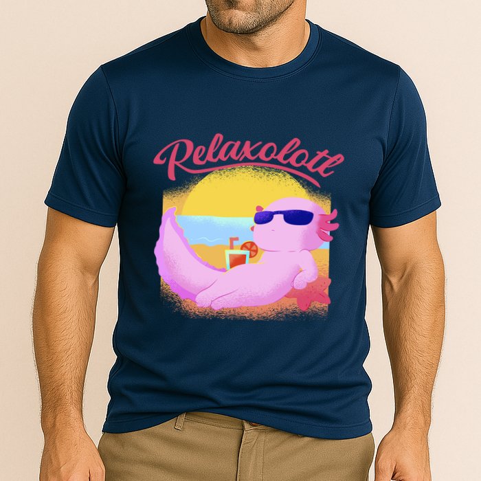 Relaxolotl Axolotl On Vacation Summer Beach Fun In The Sun Cooling Performance Crew T-Shirt