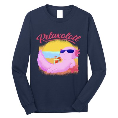 Relaxolotl Axolotl On Vacation Summer Beach Fun In The Sun Long Sleeve Shirt