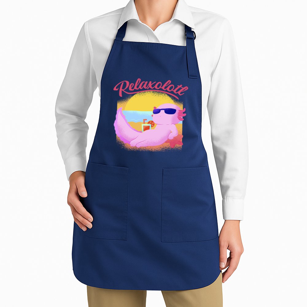 Relaxolotl Axolotl On Vacation Summer Beach Fun In The Sun Apron