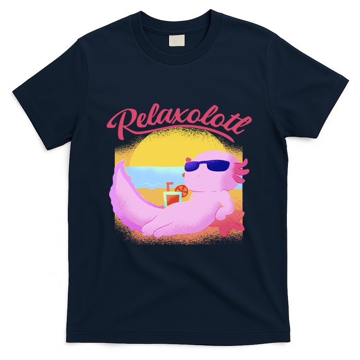 Relaxolotl Axolotl On Vacation Summer Beach Fun In The Sun T-Shirt