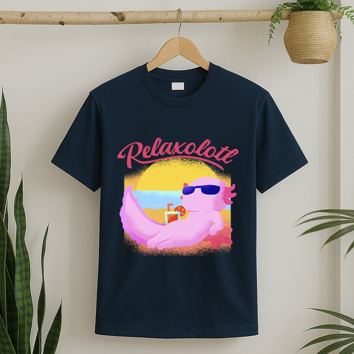 Relaxolotl Axolotl On Vacation Summer Beach Fun In The Sun T-Shirt