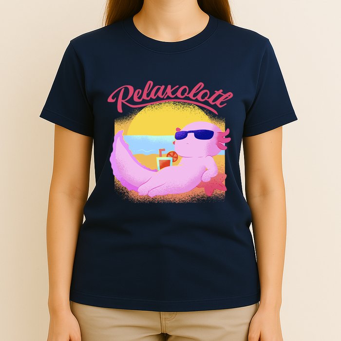 Relaxolotl Axolotl On Vacation Summer Beach Fun In The Sun T-Shirt