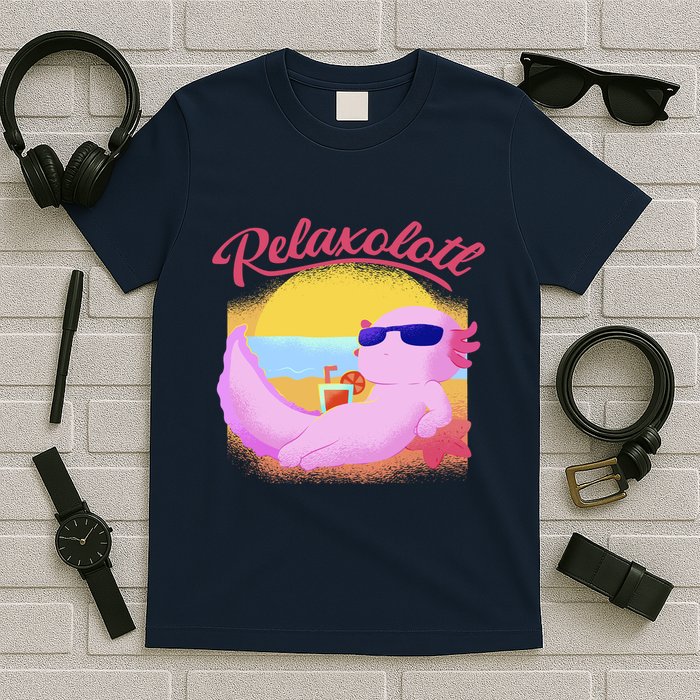 Relaxolotl Axolotl On Vacation Summer Beach Fun In The Sun T-Shirt