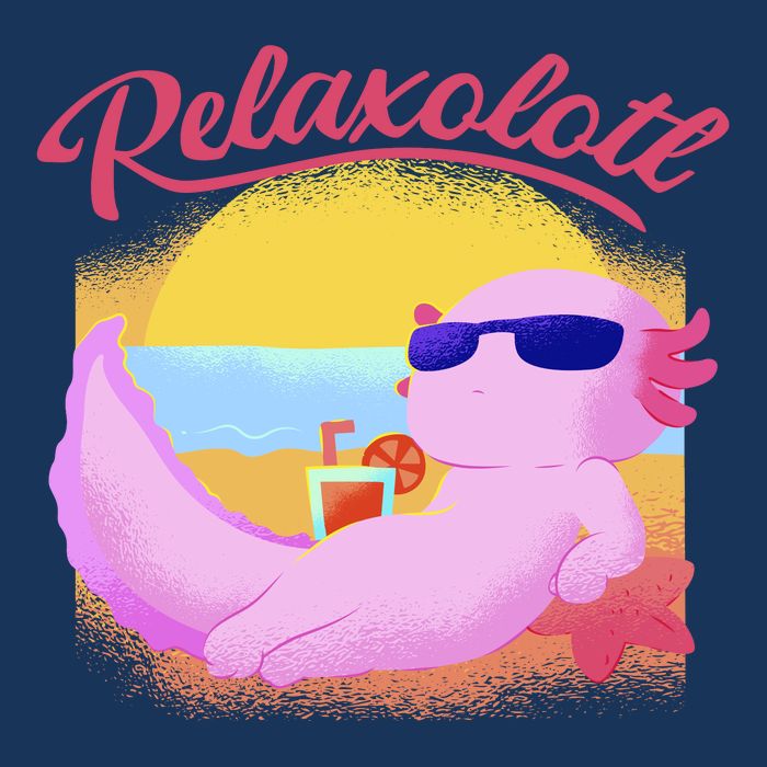 Relaxolotl Axolotl On Vacation Summer Beach Fun In The Sun T-Shirt